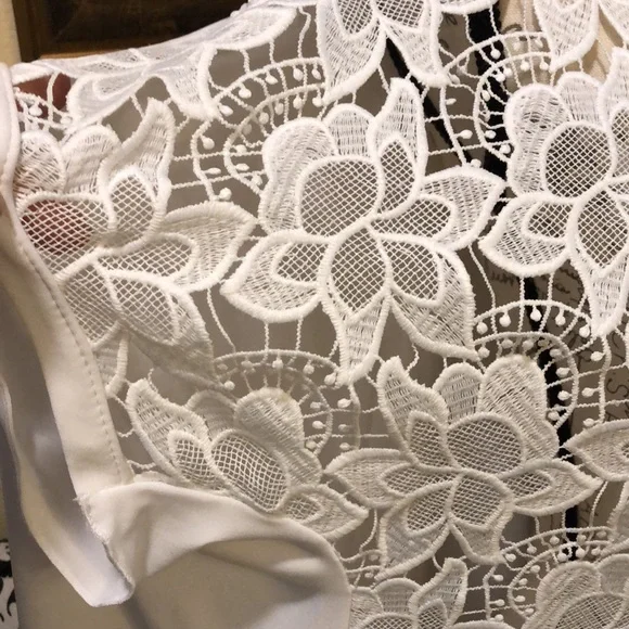 J. Ribkoff Chantilly open lace front stretchy opaque lace back bohemian top - Picture 6 of 9